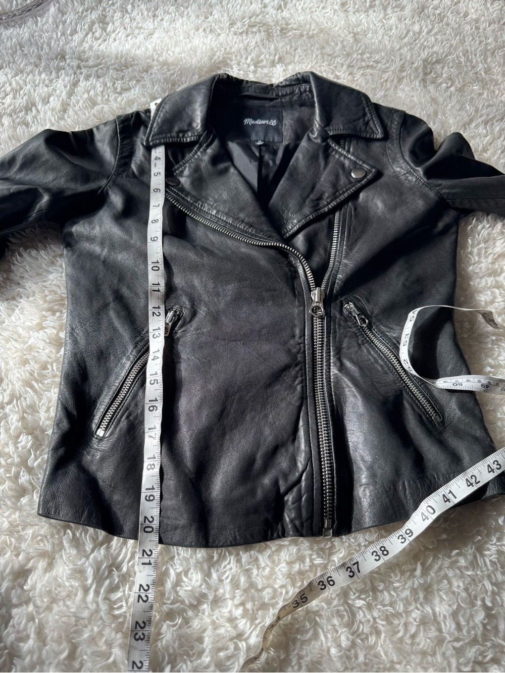 Madewell Washed Leather Motorcycle Jacket Black E0488 Capsule Moto Biker Size XS - Picture 7 of 13